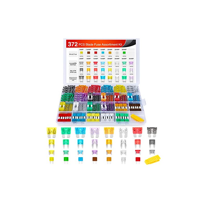 Nilight Kit Surtido de 372 Fusibles para Auto, Estándar, Mini