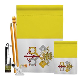 Americana Home & Garden FK140251-BO Vatican City World Nationality Decorative Vertical Kit, House & Garden Flags Set w/Flagpole, Multi-Color