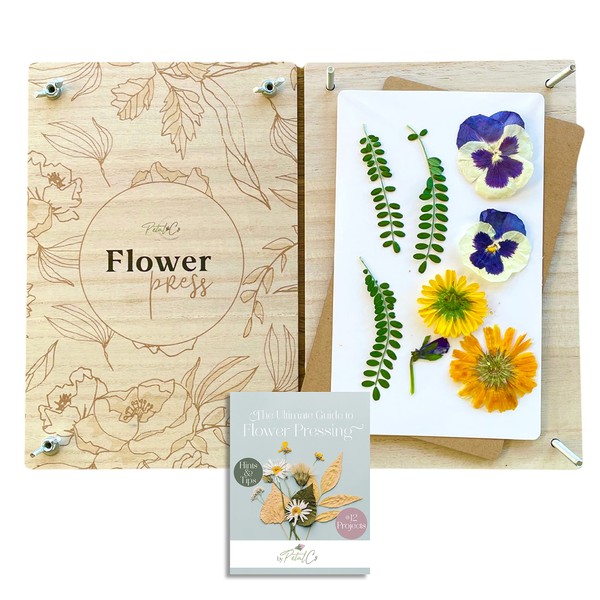 Petal Co Wooden Leaf, Plant, Flower Press Kit & EBook - Large 7x10 inch, 7 Layer Press, Great Gift for Creative Plant Lovers, Kids & Adults, Educational Activity, Outdoor Crafts