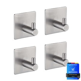 Ibergrif MK34251A - Ganci autoadesivi resistenti, per bagno o cucina, 4 pezzi, colore: argento