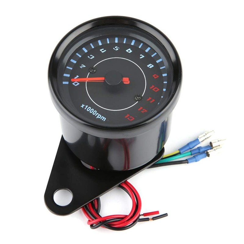 Universal Motorcycle Tachometer Gauge, Digital LED Backlit, DC 12V for