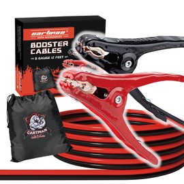 CARTMAN 4 Gauge 16 Feet Jumper Cables 300AMP Heavy Duty Booster Cable in Carry Bag