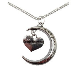 Silver Plated Necklace to the Moon and Back Pendant Granddaughter Gem Love Heart Charm