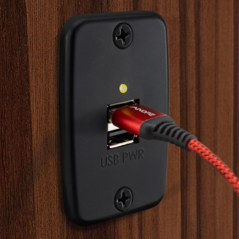RecPro RV Black Dual USB Charger Outlet | 2 Wire