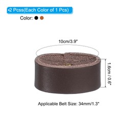 PATIKIL Leather Loop Keeper, 2 Pcs Leather Loops Belt Keeper Loops Retainer Straps Replacement for 1.3 Inch Wide Belts/Straps, Black/Coffee Color