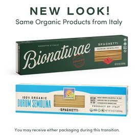Bionaturae Spaghetti Pasta Noodles - Durum Semolina Pasta, Kosher, High Protein, Non-GMO, USDA Certified, Durum Semolina Spaghetti, Spaghetti Pasta Organic, Crafted in Italy - 16 Oz, 12 Pack