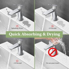 Faucet Mat for Kitchen Sink, 24 inch Long Diatomite Fast Drying Stone Sink Tray，Diatomite Absorbent Mat, Faucet Splash Guard for Bathroom Kitchen, Dark Gray(23.6 x 4 in White)