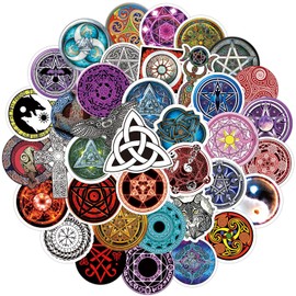 Viking Totem Stickers 50 Pcs Waterproof Vinyl Runic Compass Decals for Water Bottle Laptop Skateboard Phone Guitar Computer Luggage Car Bike Hard Hat Suitcase