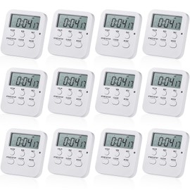 Weewooday 12 Pcs Digital Kitchen Timer - Count Up/Down Large Digits Egg Timer with Loud Alarm for Teacher, Kids, Cooking, Baking, Sports, Office (Cute Style)