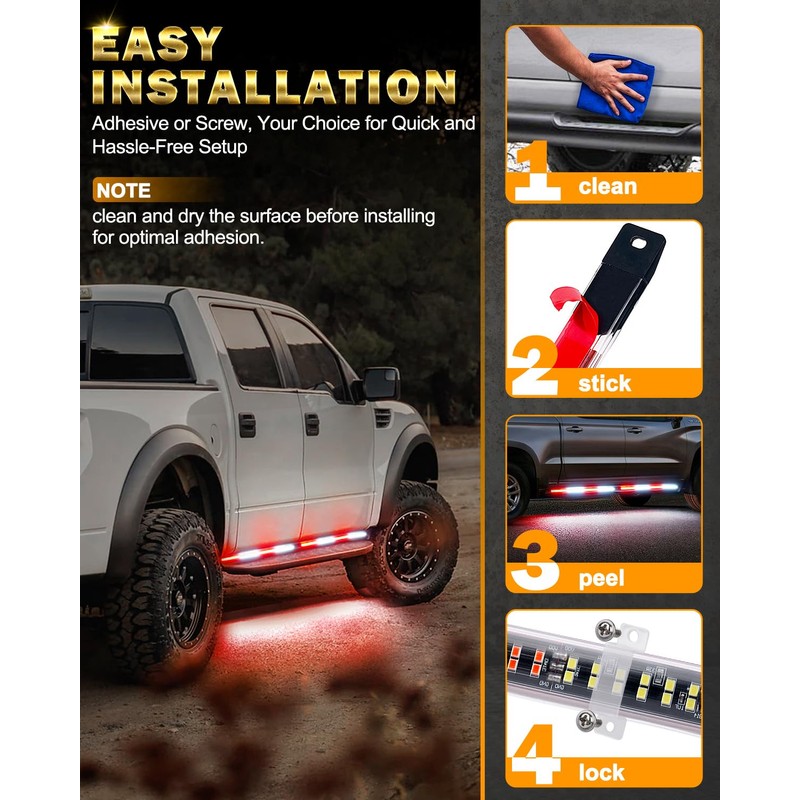 LUMENIX 70 Inch Emergency Running Board Rigid Strobe Lights Strip