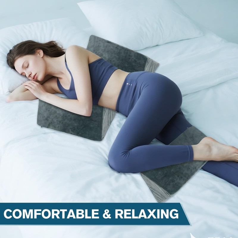 16.5 x 10 x 8 Inches Grey Wedge Pillow Set