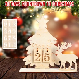 Christmas Countdown Calendar 2024, DIY Christmas Advent Calendar 2024, Wooden Christmas Ornaments, Colored Christmas Countdown Block for Home Decoration (Christmas Tree)