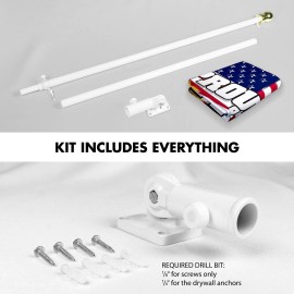 UD_G128 Combo Pack: 6 Ft Tangle Free Aluminum Spinning Flagpole (White) & American USA Proud and Free Eagle Flag Flag 3x5 Ft, Li