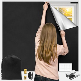 Lzerking 100% Black Out Window Cover 157" x 57" No Drill Window Blinds & Shades Portable Blackout Curtains for Bedroom, Nursery, Traveling