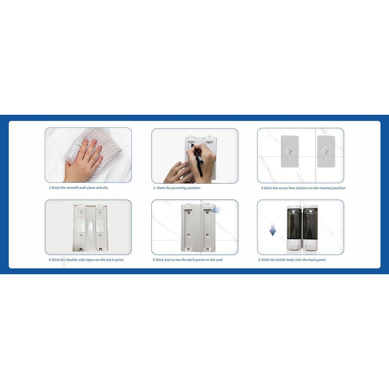 Chuangdian Wall Mounted Soap Dispenser White 320ml x 2 Chambers
