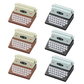 SHIDXIB 6Pcs Black and Brown Wood Typewriter Message Holder Business Card Holder Sticky Note Holder