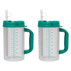 Whirley Drink Works (2) Teal 32 oz Hospital Mugs - Insulated Cold Drink Travel Mugs