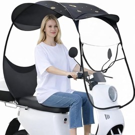 Toldo Solar para Motocicleta Eléctrica, Toldo de Cubierta de Lluvia de Motocicleta Eléctrica Universal (Negro)