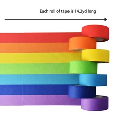 SIMON&ISAAC Colored Masking Tape Colored Painters Tape 1 inch Width Adhesive Tape Textured Paper 7 Rolls 14 Yards×1 inch Teacher Tape Lab Labeling Drafting Craft Colored Tape