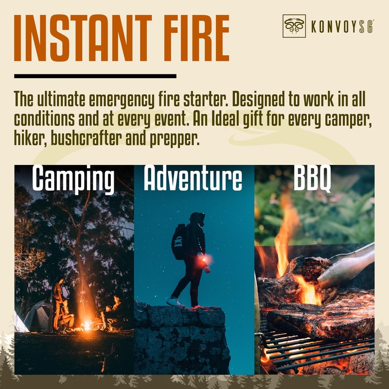 KonvoySG Fire Starter Survival Tool–Ferro Rod Fire Starter with 11"