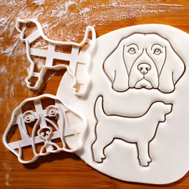 Set of 2 Beagle Cookie Cutters (Face and Outline), 2 Pieces - Bakerlogy