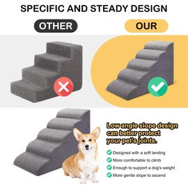 CiWiVOKi Dog Stairs for Bed and Couch, Non-Slip 5-Step Pet Stairs, 24" High Sofa Foam Dog Ramp - Best for Small Pets, Dogs and Cats with Joint Pain