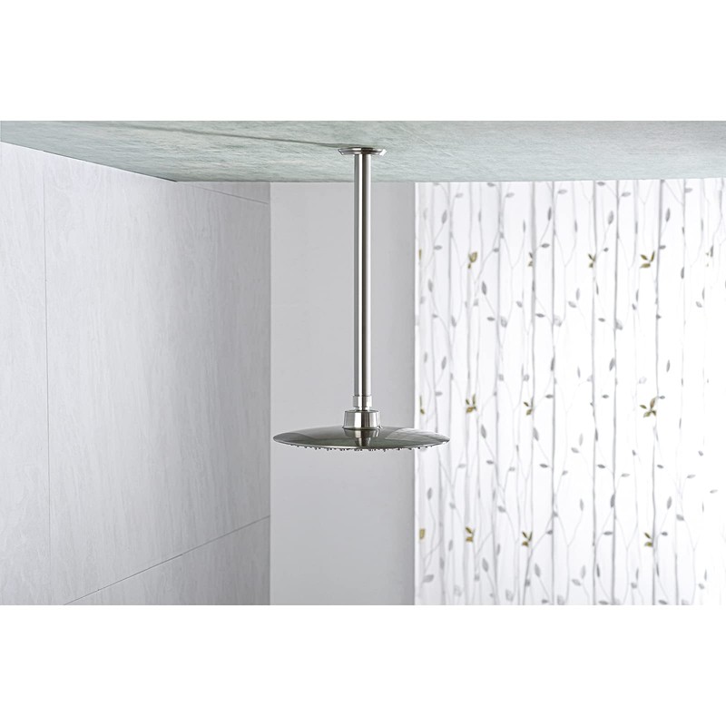 12 Inch Shower Arm and Flange Brushed Nickel, Ceiling Mounted