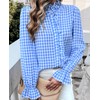 MINTLIMIT Womens Plaid Blouse Peasant Button Down Ruffle Neck Plaid