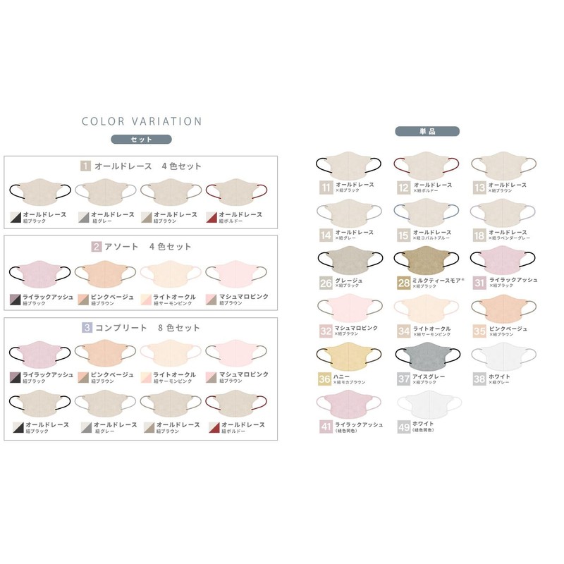 [ジュエルフラップマスク] マスク 立体 大きめ バイカラー おしゃれ 40枚×1箱 【カケンテスト済み】 花粉対策 小顔効果