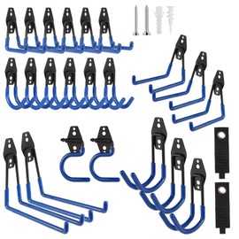ZexHok Garage Hook Heavy Duty Wall Storage Hangers, 24 Pack Garage Storage Hooks Steel Tool Blue for Ladders, Ropes, Garden Tools