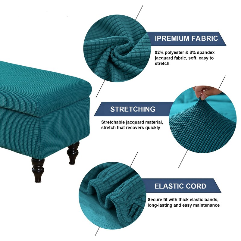 FUANGUI Ottoman Cover Slipcovers Rectangular Printed Folding Stretch Storage Bench