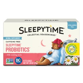 Celestial Seasonings Sleepytime Wellness Tea Plus Probiotics, Caffeine Free, 18 Tea Bags Box