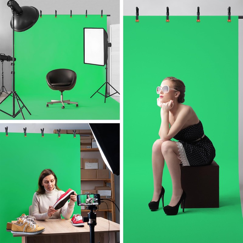 Forlogic Green Screen Backdrop Kit with Stand, 8x7.2ft Portable GreenScreen