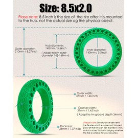 GYL 50/75-6.1 8.5x2.0 Solid Tire, 8 1/2x2 Replacement Tire Fit for Aovopro es80 Hover-1 Journey NAVIC T5 MOTORAUX Hurtle Xiaomi m365 Electric Scooter, 8.5x2.125 Inch Anti-explosion Wheel, Green