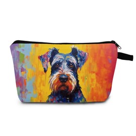 MoCaliduccious Oil Painting of Schnauzer Dog Print Women's Makeup Bag Daily Commute Cosmetics Storage Pouch Beach Travel Fashion Toothbrush Bag