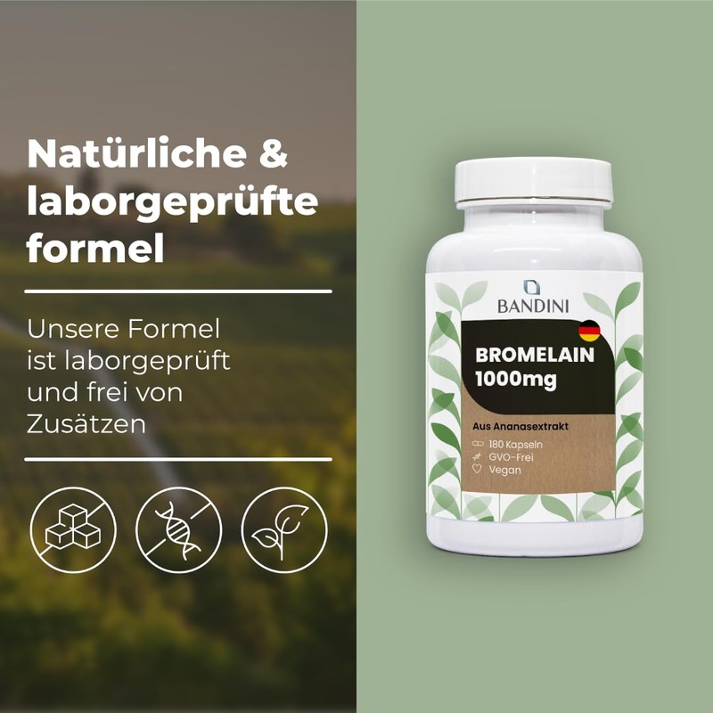 Bandini® Bromelain High Dose 1000 mg per Dose 180 Capsules