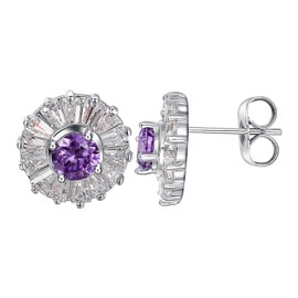 Airokiy 925 Silver Stud Earrings, Women's Silver Small Stud Earrings with Zirconia, Hypoallergenic Jewellery for Women and Girls, Cubic Zirconia, Cubic Zirconia