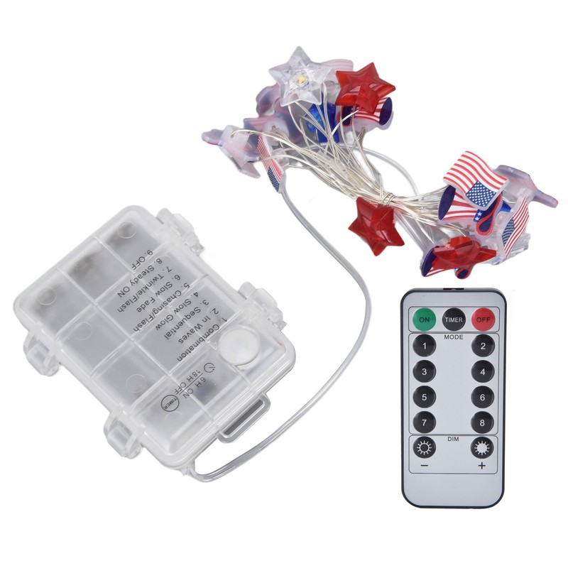 Independence Day Light String Wireless Remote Control IP44 Waterproof Timing