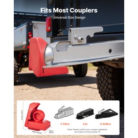 VEVOR Trailer Hitch Lock, Fits for 1-7/8 in, 2 in, 2-5/16 in Couplers, Heavy-Duty Anti-Theft Trailer Ball Lock with 3 Keys, Prying-Resistant & Impact-Resistant, Fits for RVs, Boats, Trailers, Red