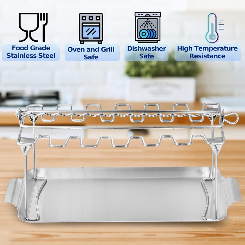 Chicken Leg Rack for Grill with Drip Tray Chicken Wing
