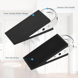 WUFANC Pack of 2 Door Wedge Rubber, Stackable Door Stopper, Wear-resistant and Non-Slip Door Stopper, Wedges Door Wedge for Classrooms, Offices, Homes etc. (Brushed)