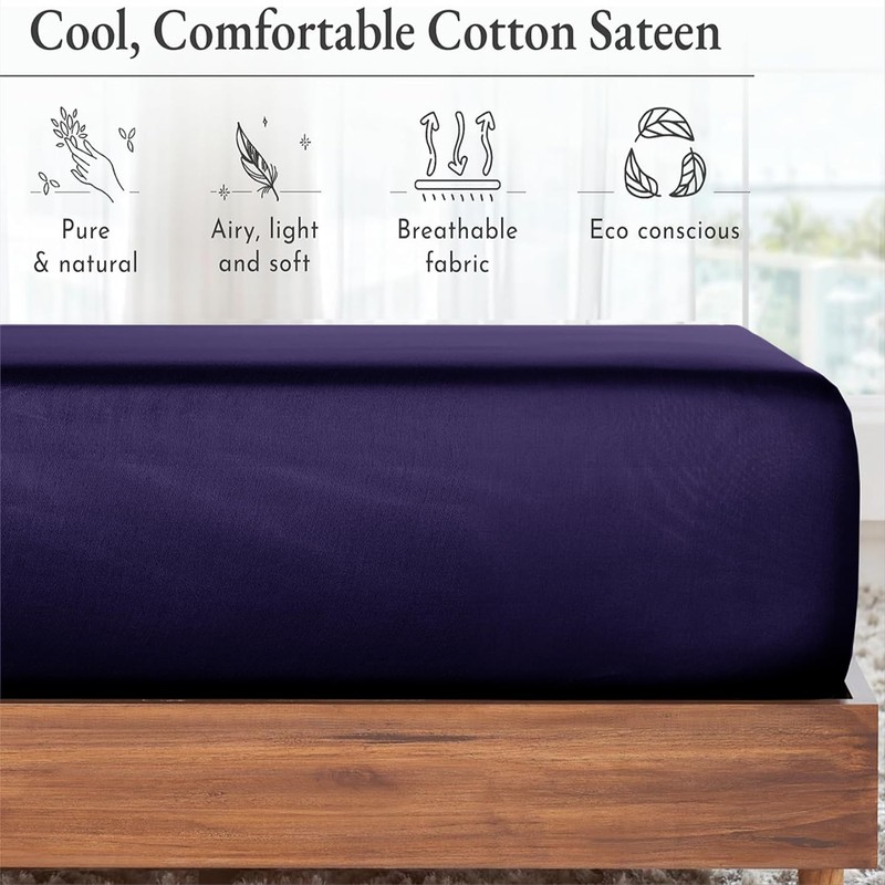 AL NOOR HOME Premium Navy Blue Fitted Sheet - 100%