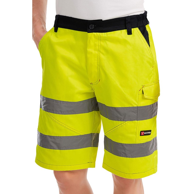 Mivaro Men's Work Shorts with Reflective Stripes in Signal Colours,