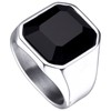 enhong Rings for Men, Black Onyx Stainless Steel with Agate