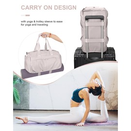 Gym Bag for Women Duffle Bag with Shoe Compartment Yoga Mat Bag Sports Workout Bag Weekend Overnight Bag, Light Pink