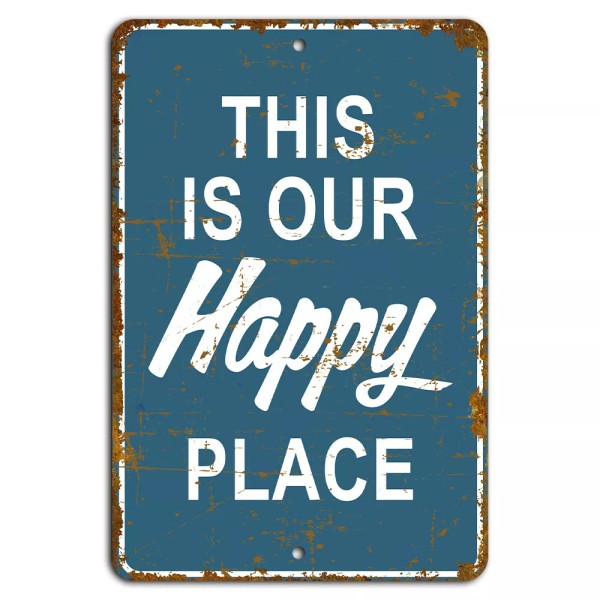 4yougifts This Is Our Happy Place Light Blue Rustic Sign