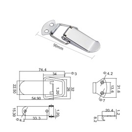 4Pcs Stainless Steel Spring Loaded Toggle Latch Catch Clamp Clip Duck Billed Buckles for Cabinet Drawer Case Box Toolbox, 90mm Overall Length