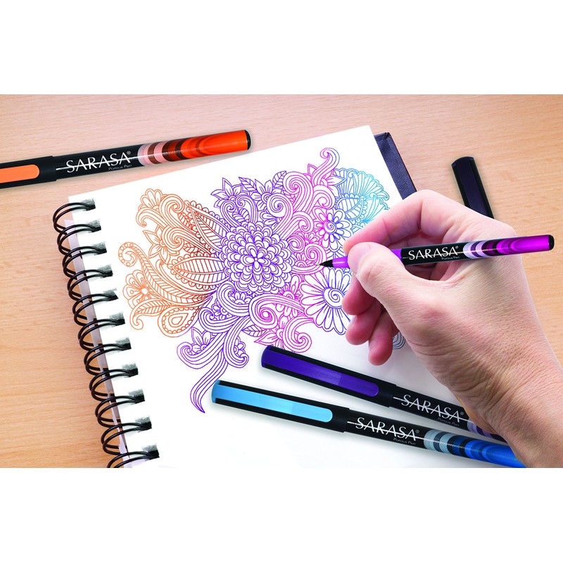 Zebra Sarasa Fineliner Pen, 0.8mm, Black, 12-Count