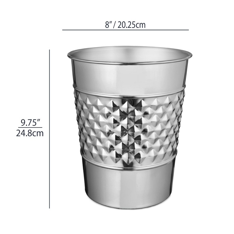 Monarch Abode Metal Garbage Bin Wastebasket Trash Can, Handcrafted, Geometric,