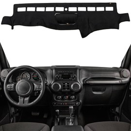 KEYOOG Dashboard Cover Dash Mat Fit for Je-ep Wrangler JK 2017-2011 (for JK Body Code),Car Dash Board Mat Anti-Glare Carpet,Non-Slip Pad Sunshield Protector (Black)